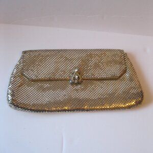 Vintage Whiting & Davis Silver Mesh Clutch - Rhinestone Clasp